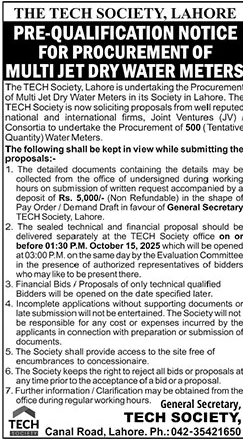 The Teach Society Lahore Tender Notice